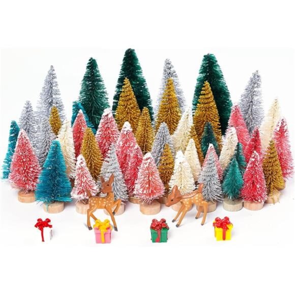 Other - 51Pcs Mini Pine Trees Artificial Mini Trees with Wood Base Sisal Trees